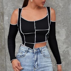 Cold Shoulder Asymmetrical Stitch Top